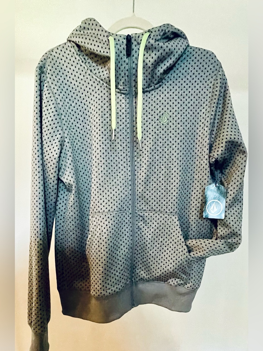 NWT Volcom Stone Dot Fleece Full Zip Hoodie Snow Jacket Grey L